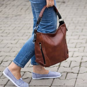 LEDER HOBO Tasche, Schultertasche, Leder Geldbörse, cognac braun Damen Handtasche, Leder Handtasche, Crossbody, Ledertasche, Leder