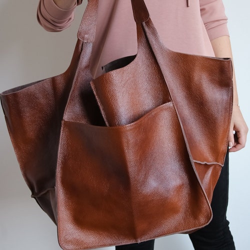 oversized leather tote