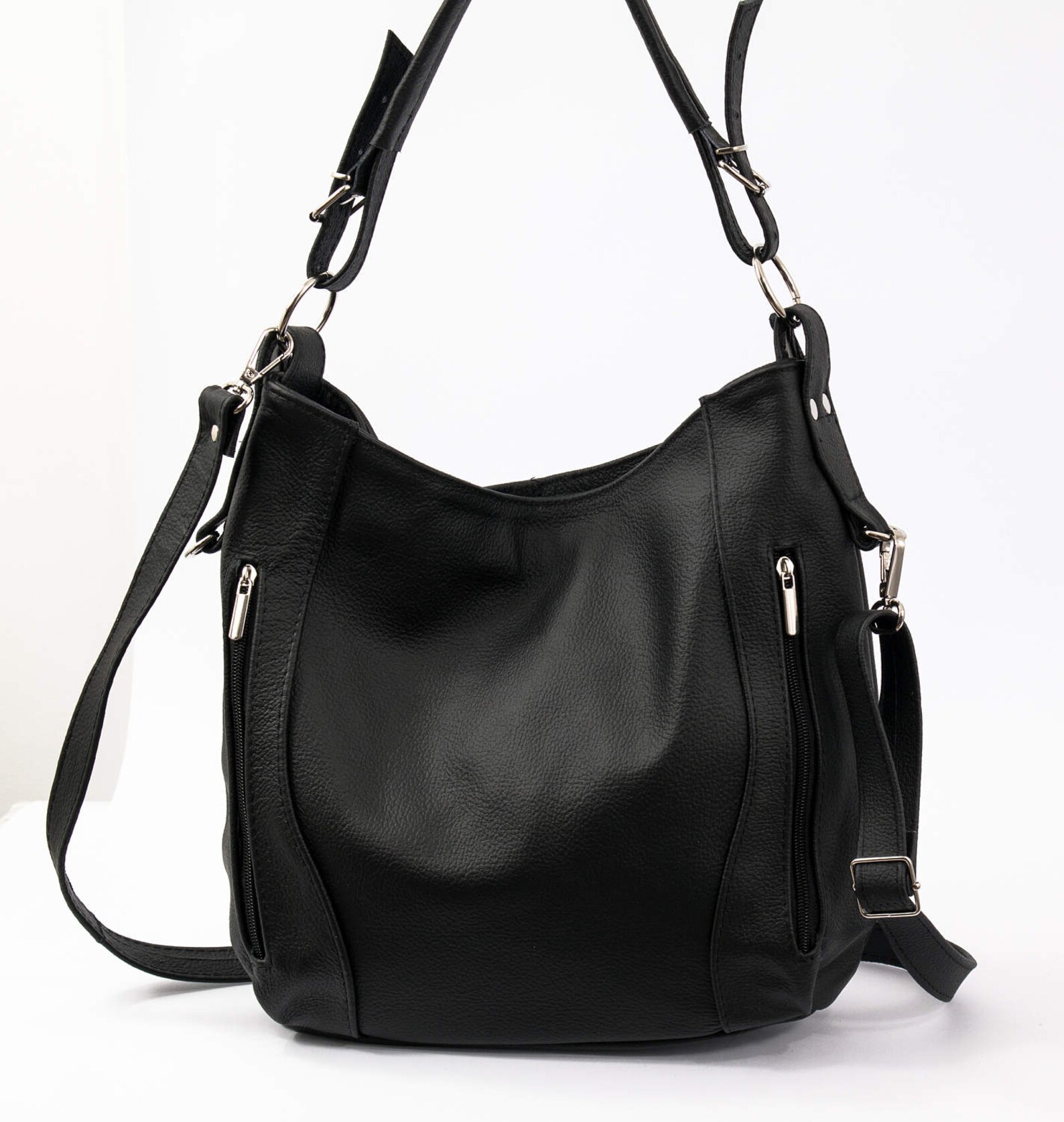 LEATHER HOBO Bag SHOULDER Bag Leather Purse Black Etsy