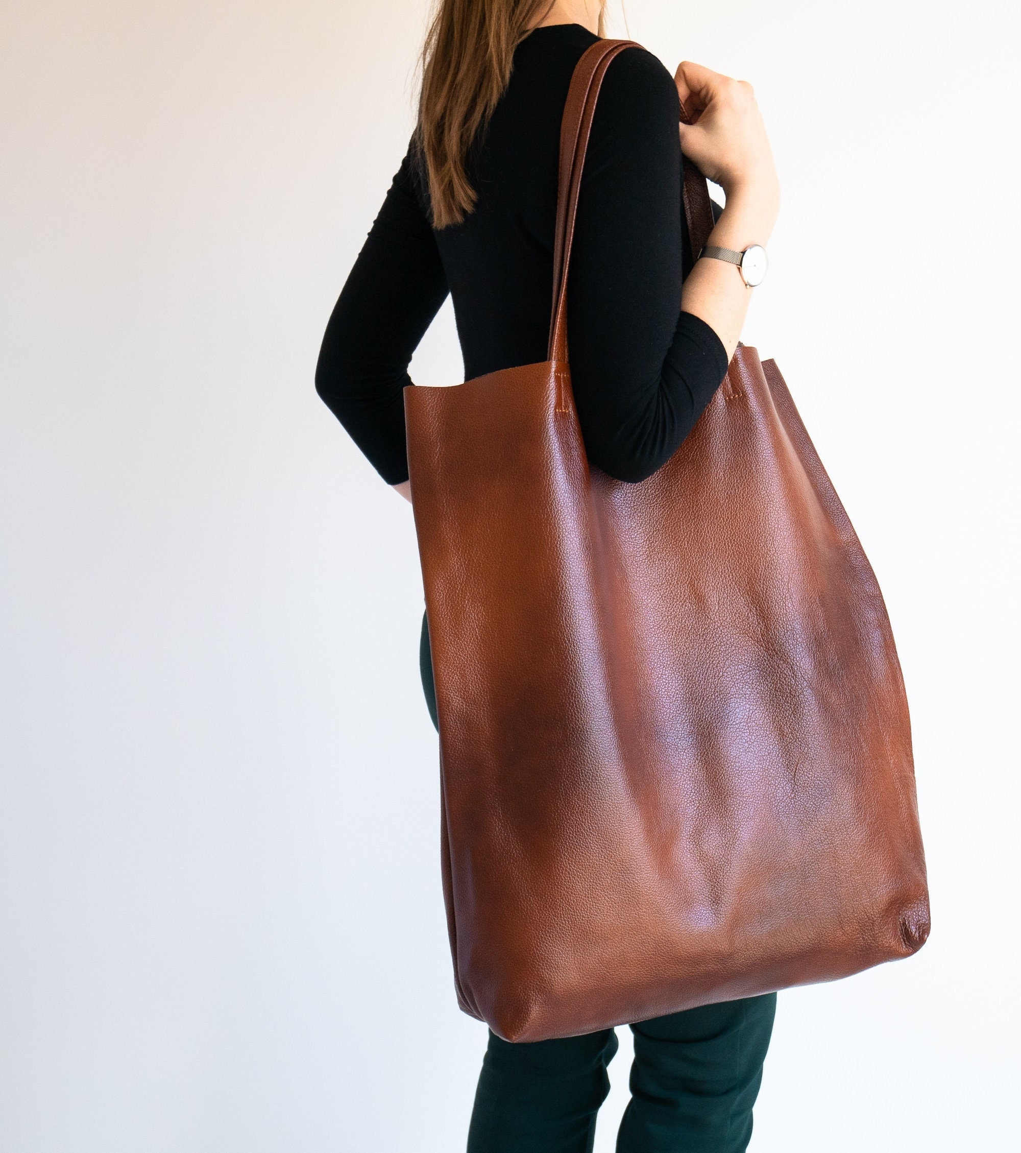 MPGY Large Genuine Leather Tote Bag