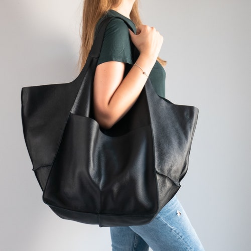 OVERSIZED TOTE Large Slouchy Tote Black Handbag for Women - Etsy