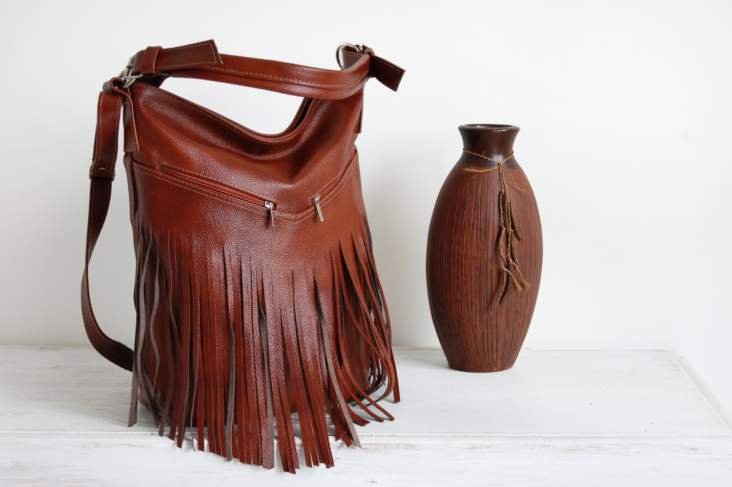 Leather Fringe Hobo Bag, Fringe Bag, Bag With Tassels, Large