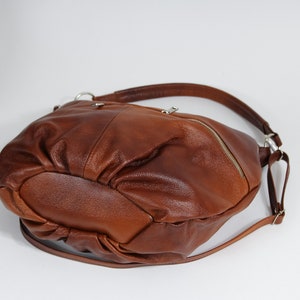 Cognac BROWN LEATHER HOBO Bag, Shoulder Bag, Cross Body Handbag, Hobo ...