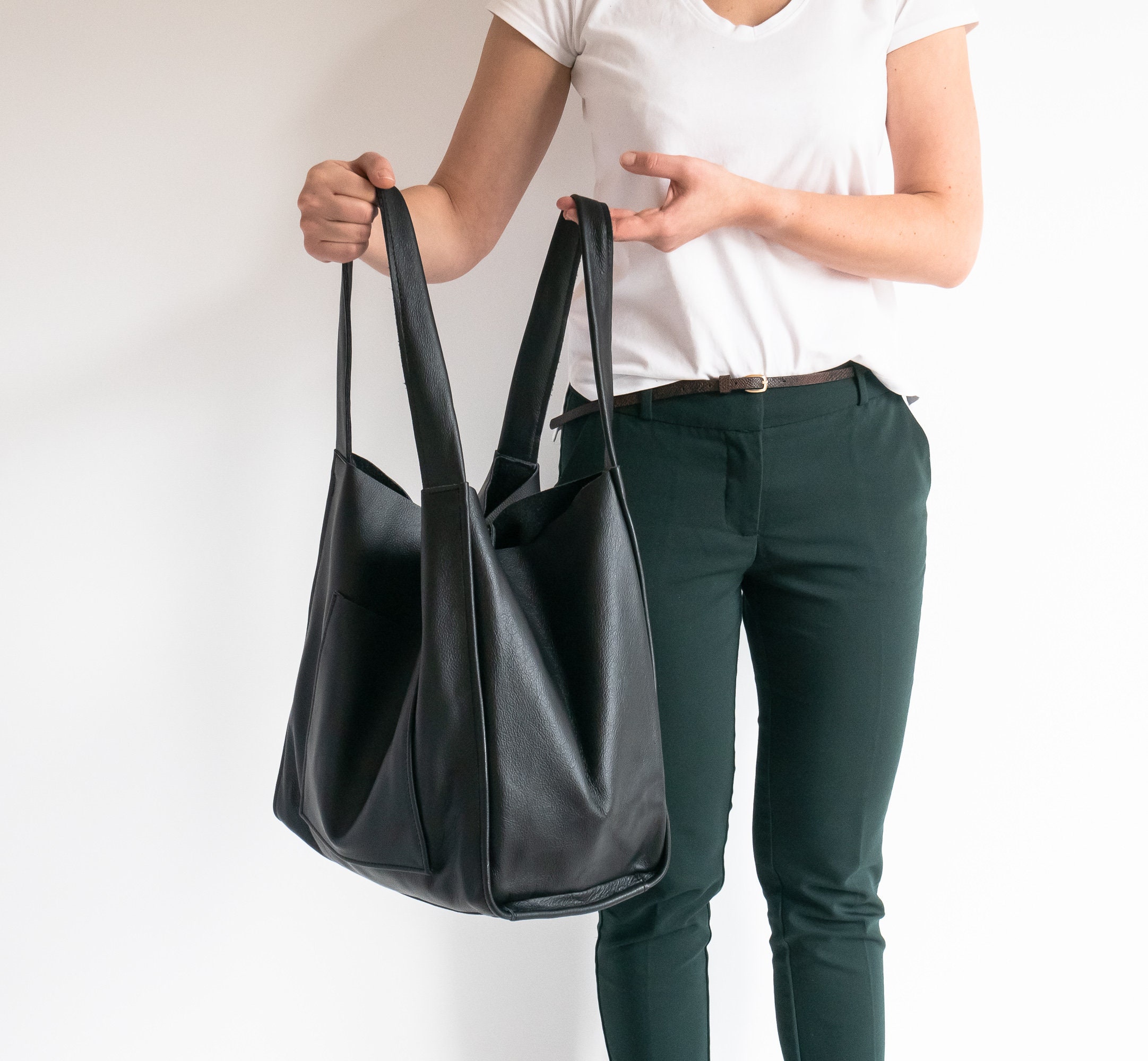 Black slouchy tote sale