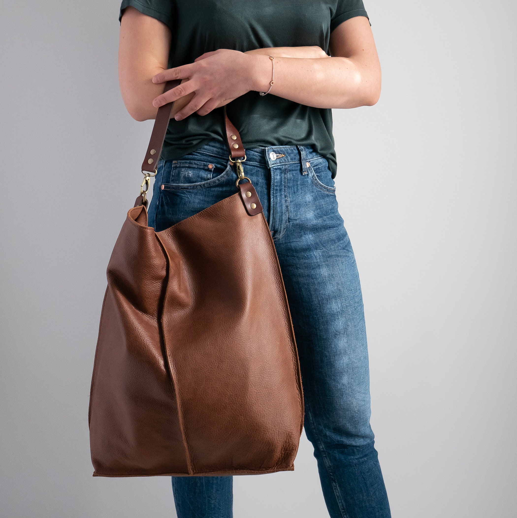 BROWN Leather HOBO Bag Large Shopper Bag Oversized Brown | Etsy