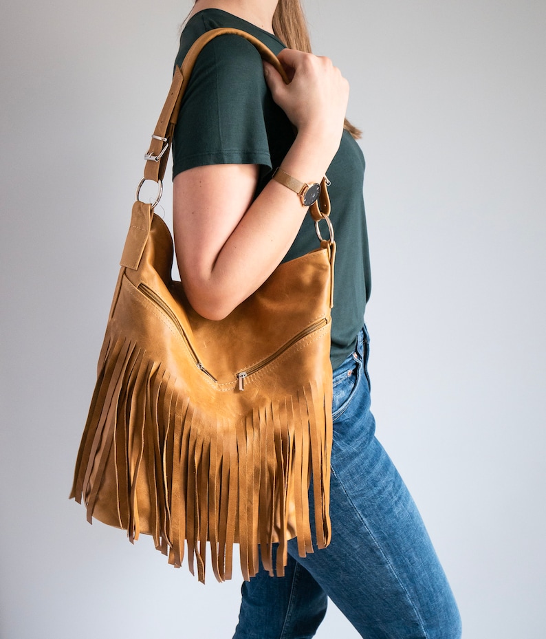 YELLOW Hobo Bag Distressed TAN Leather Large Bag Leather Etsy UK