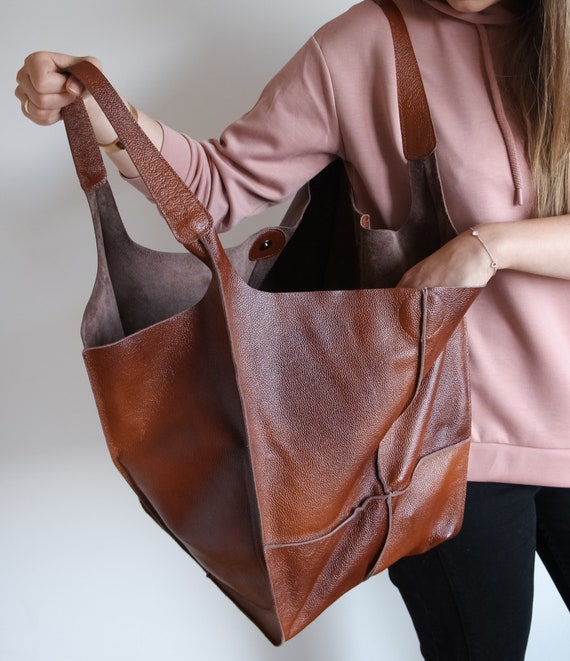 Extra large tote bag, Shopping leather bag, Tote leather bag, Leather tote  bag, Woman leather tote, Woman shoulder bag, Genuine leather tote