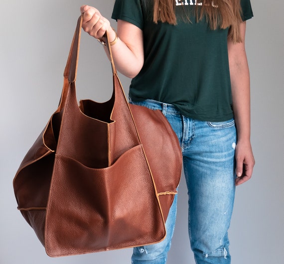 Chestnut Brown Leather Tote Handbag