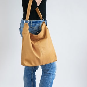 LEATHER HOBO BAG, Yellow Leather Handbag, Crossbody Bag, Everyday Tote Bag, Laptop Leather Shoulder Bag, Mustard Leather Bag, Hobo Bag
