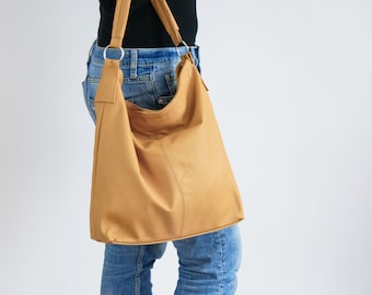 LEATHER HOBO BAG, Yellow Leather Handbag, Crossbody Bag, Everyday Tote Bag, Laptop Leather Shoulder Bag, Mustard Leather Bag, Hobo Bag