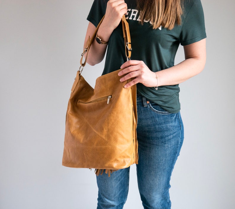 YELLOW Hobo Bag Distressed TAN Leather Large Bag Leather Etsy UK