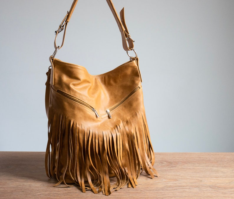 large fringe hobo bag