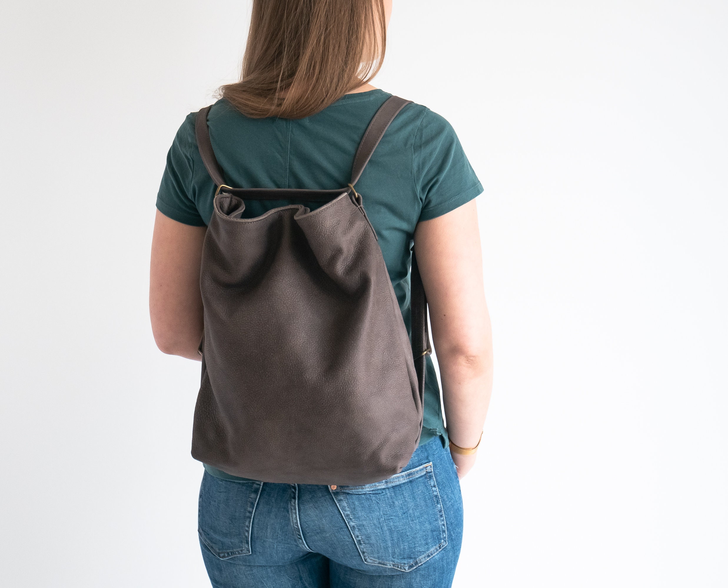 Younique Very Soft Leather Black Backpack/ Purse With Brilliant Purple  Lining | eBay