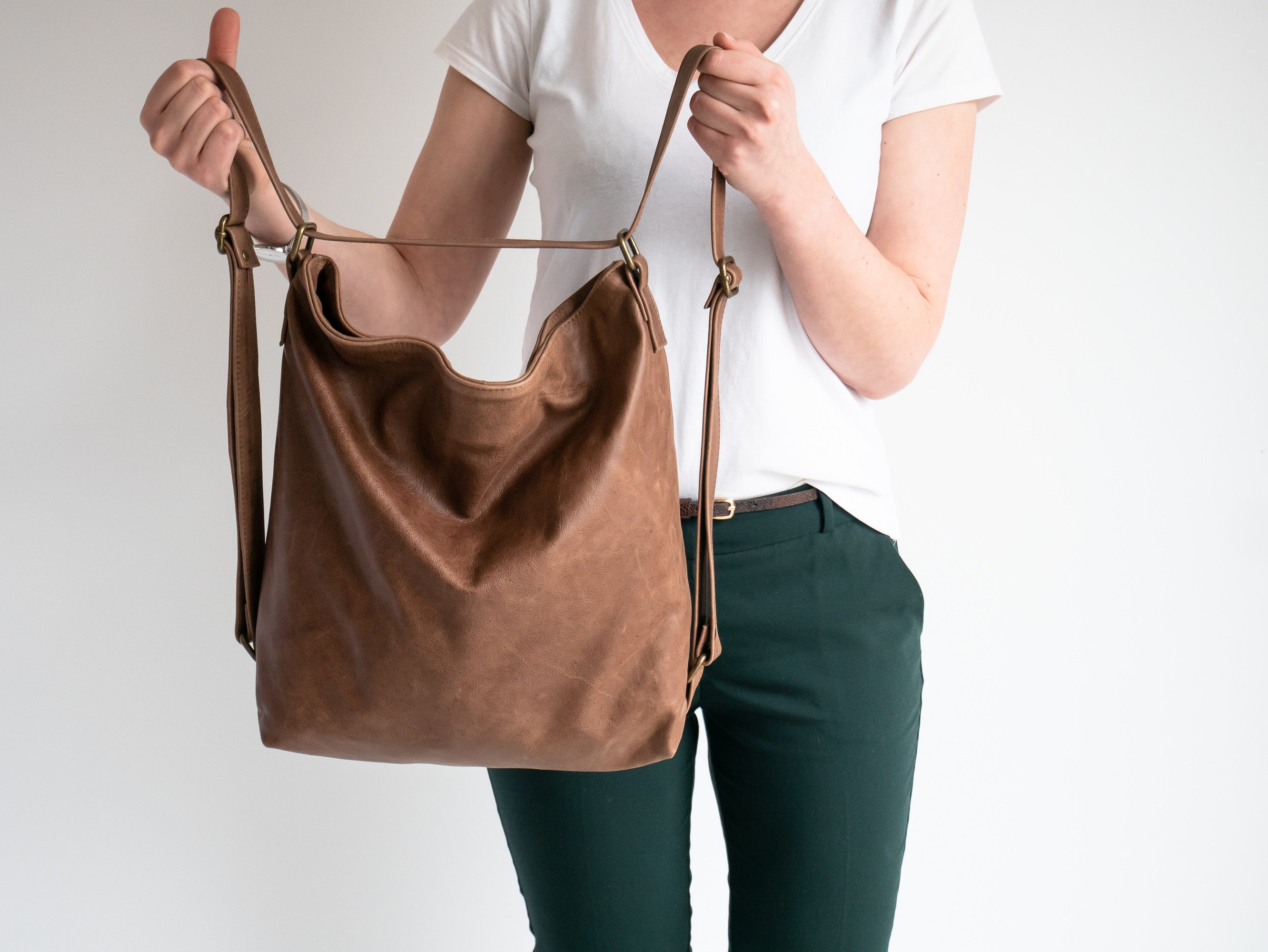 Brown Convertible Backpack Purse Convertible Tote Bag Women 