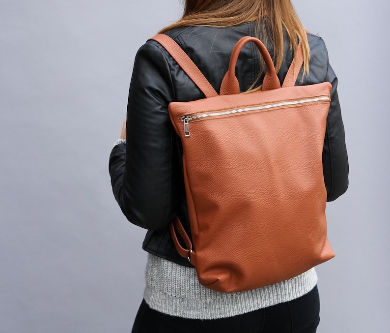 Light Brown Macbook Backpack Leather Rucksack for Woman School Laptop Bag Brown LEATHER BACKPACK Ladies Backpack