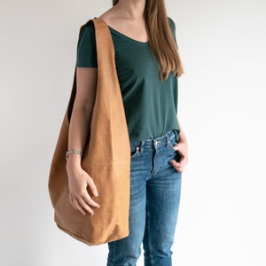 Yellow Leather HIPPIE Bag, Oversized BOHO Bag, Tan Hobo Bag, Bohemian Leather Hobo Purse, Large Crossbody Hobo Bag, Crossbody Bag