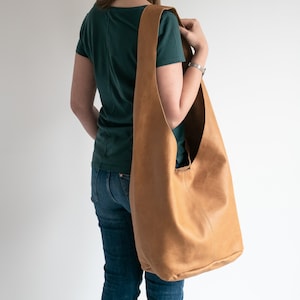 Tan BOHO Bag, Yellow Leather HIPPIE Bag, Women’s Hobo Bag, Oversized Hippie Bag Bohemian Slouchy Hobo, Shoulder Hobo, Crossbody Bag