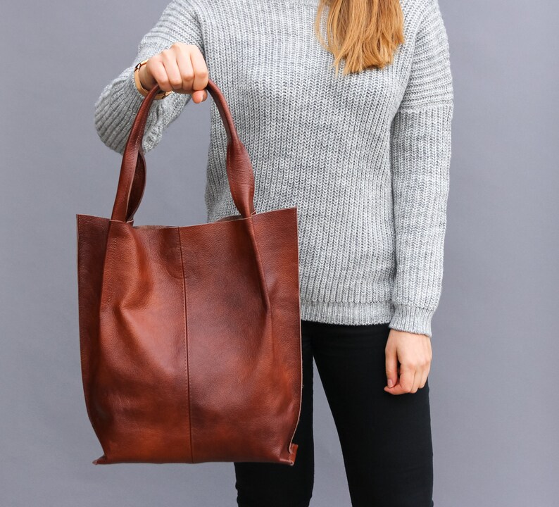 Leather Shopper Bag Leather Tote Bag Large Handbag Large Etsy