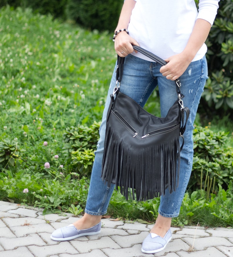 large fringe hobo bag