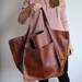 COGNAC LEATHER TOTE Bag, Slouchy Tote, Cognac Handbag for Women, Every Day Bag, Women leather bag, Weekender Oversized Bag, Leather Purse