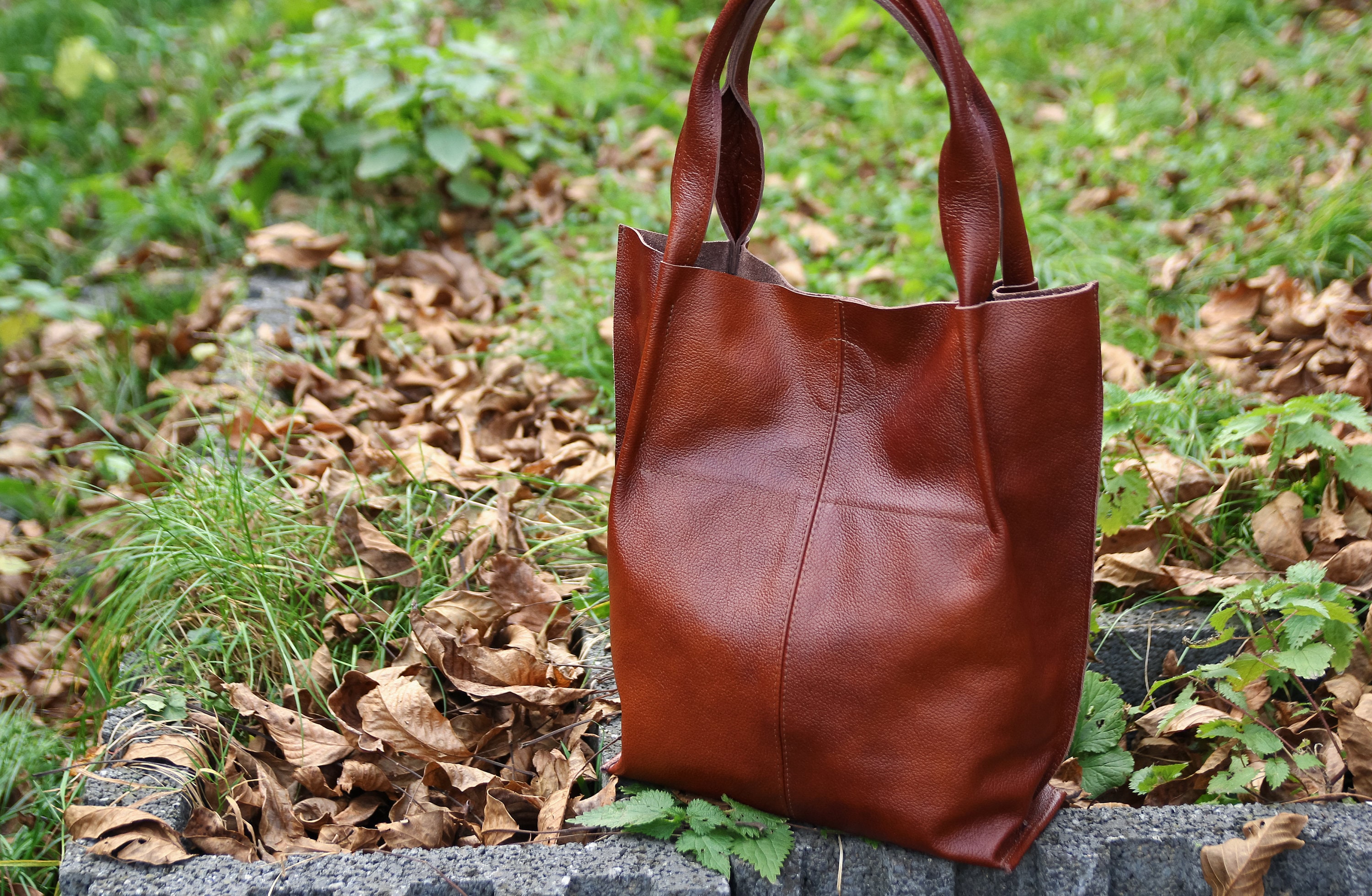Leather Bag Medium - Cognac