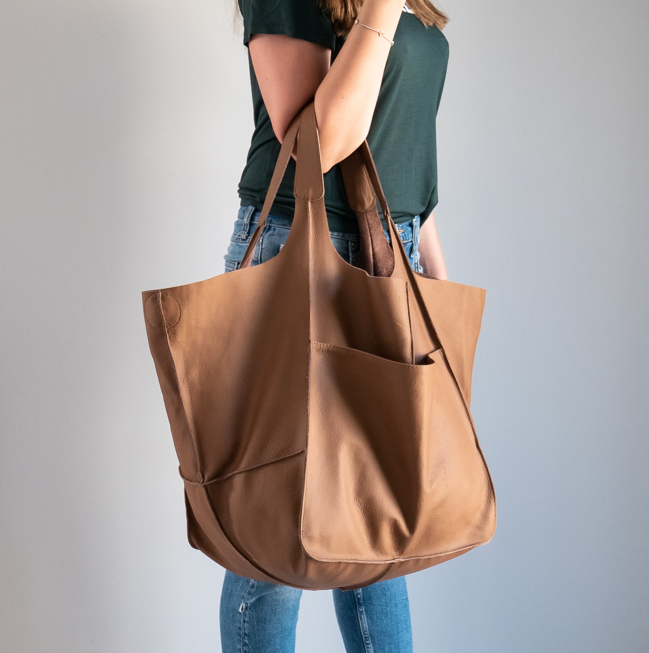 KlaOyer Oversized Leather Tote Bag