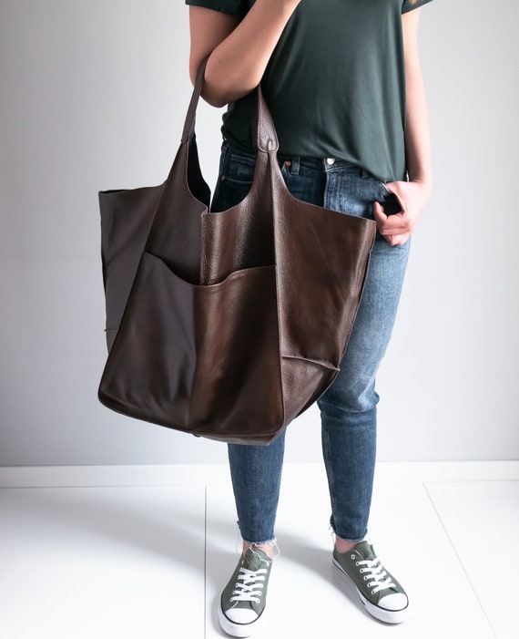 French Tote - with Boho Fringe, Braided Handle Chocolate