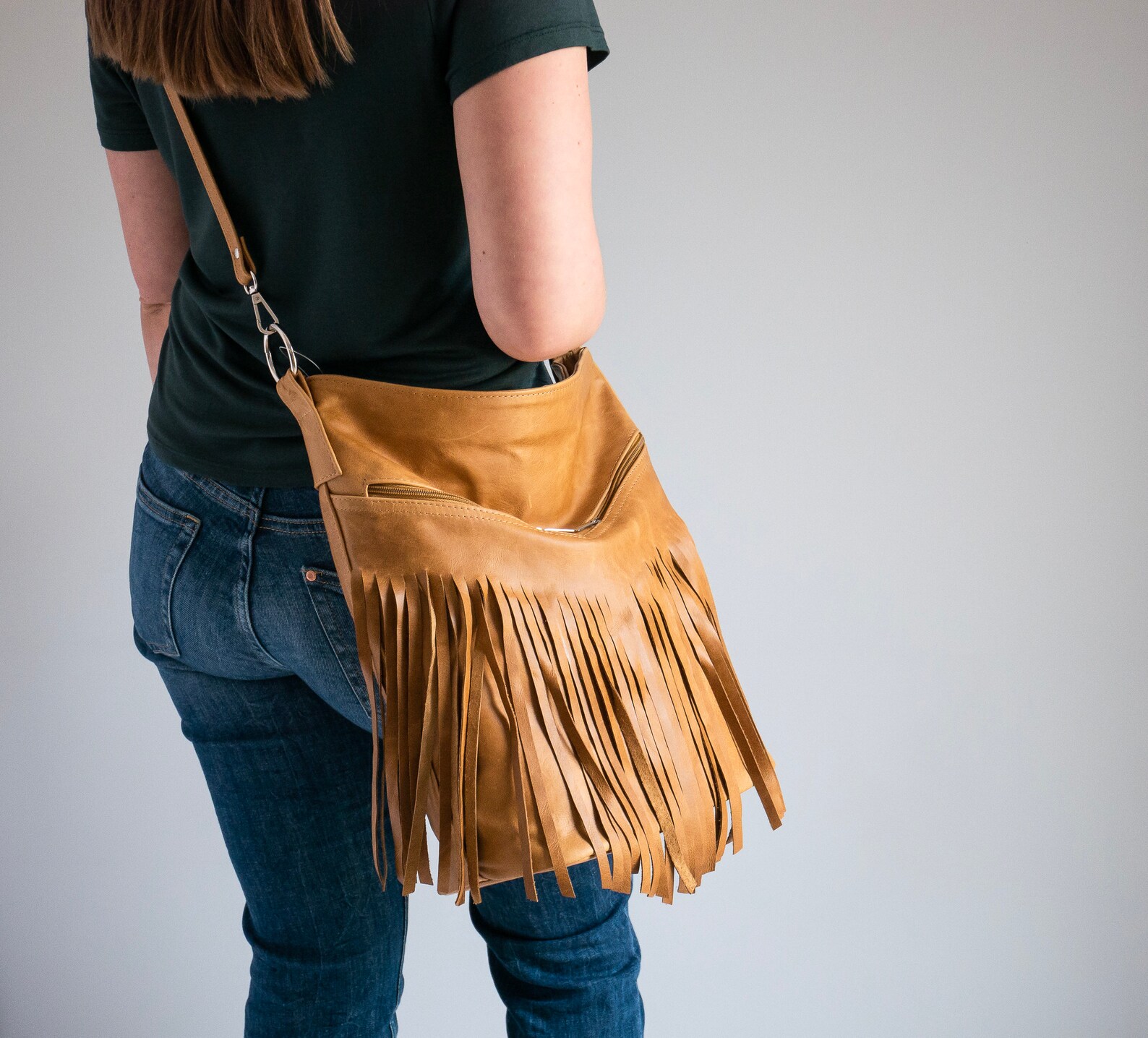 TAN Leather HOBO BAG Leather Fringe Hobo Bag Fringe Bag Bag Etsy