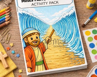 Moses Parts the Red Sea Activity Pack | Sunday School Printable | Bible Story Worksheets for Kids |