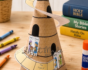 Tower of Babel 3D Paper Craft | Genesis Bible Story Activity (Digital Download)