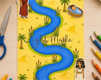Baby Moses Magnet River Craft | Bible Craft Printable