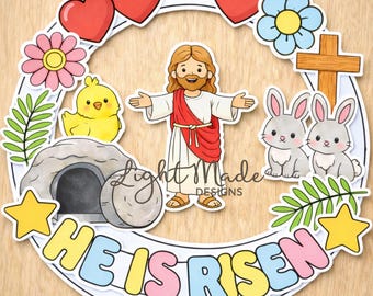 He Is Risen Craft | Easter Christian | Jesus Resurrection Craft Printable | Sunday School Activity PDF