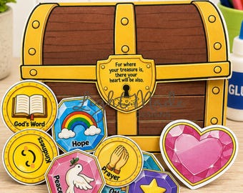 Matthew 6:21 Pocket Craft | Kids Bible Activity, Sunday School Treasure Chest (Digital Download)