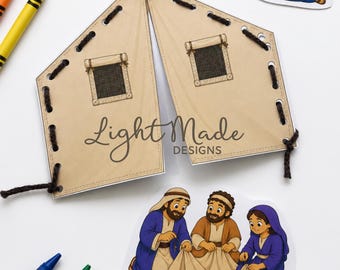 Bible Tent Craft Printable | Abraham, Sarah, Isaac, Paul, Priscilla, Aquila (Digital Download)