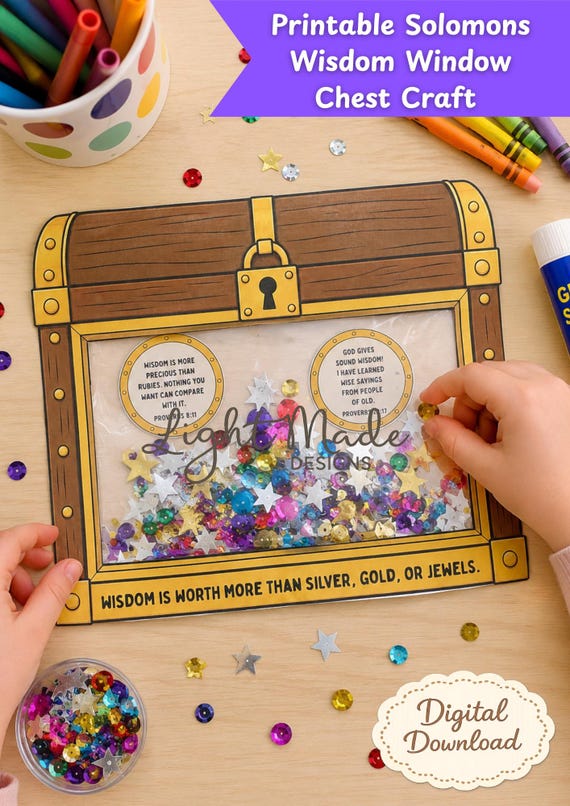 Treasure Chest Shaker Craft | Bible Wisdom Activity, Proverbs Sunday School Printable (Digital Download)