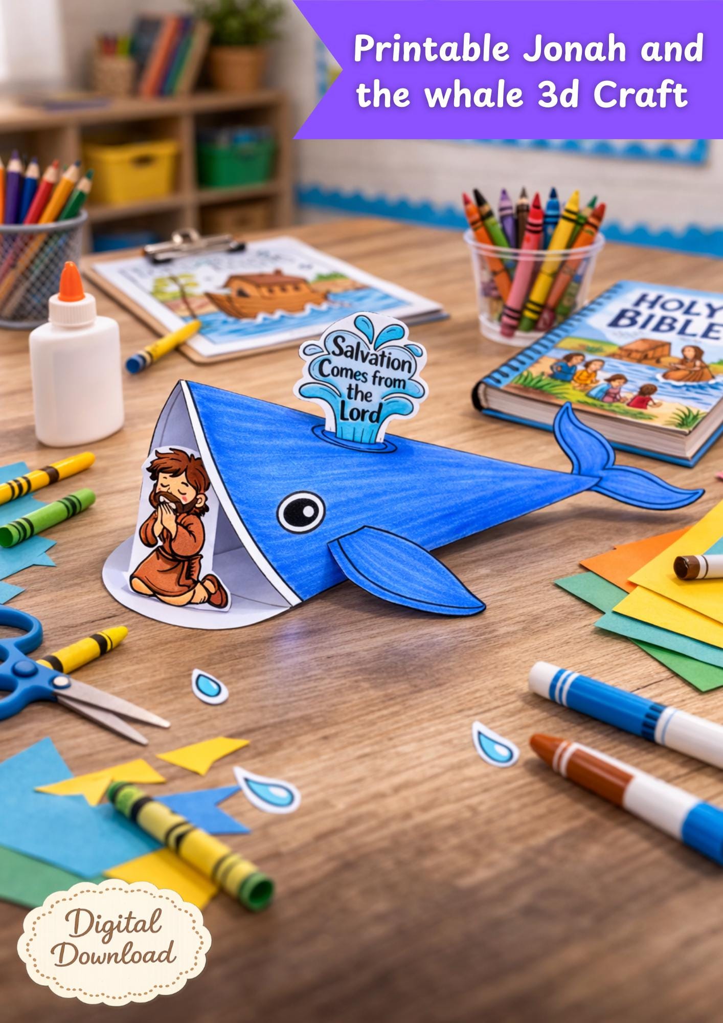 Jonah & the Whale Craft Printable | Sunday School Activity (PDF ...