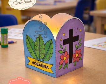 Christian Easter Lantern Craft Printable | He Is Risen Sunday School Activity (PDF)