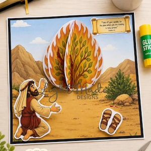 Moses Burning Bush Pop-Up Craft | 3D Bible Story Activity (Digital Download)