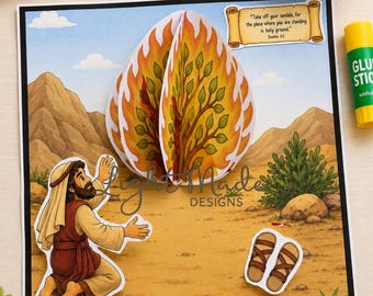 Moses Burning Bush Pop-Up Craft | 3D Bible Story Activity (Digital Download)