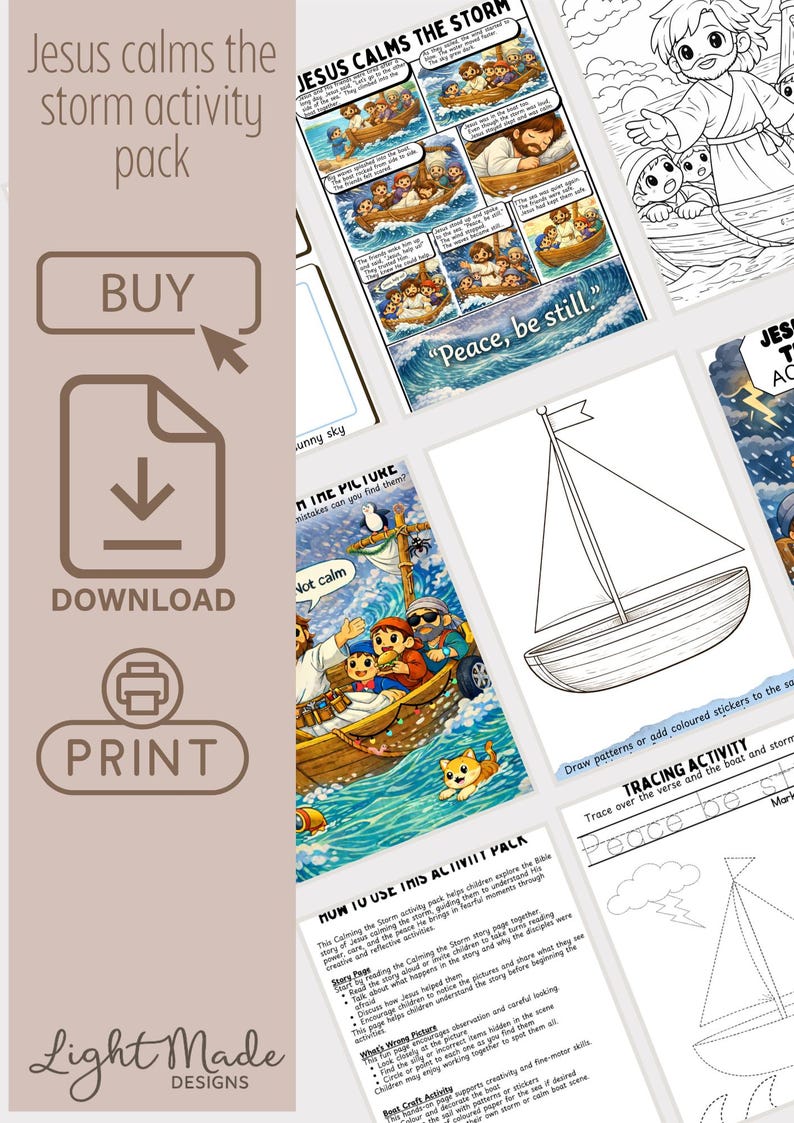 Jesus Calms the Storm Activity Pack | Bible Story Printable (PDF ...