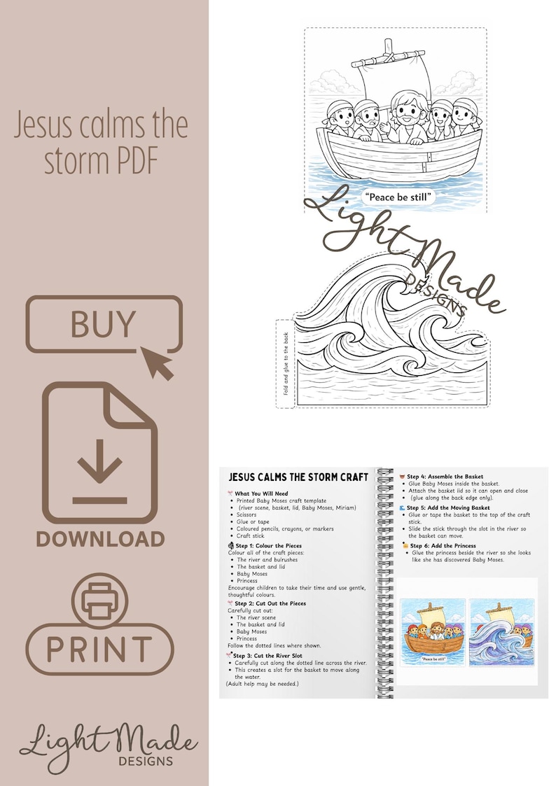 Jesus Calms the Storm Craft | Printable Bible Story Activity (PDF ...