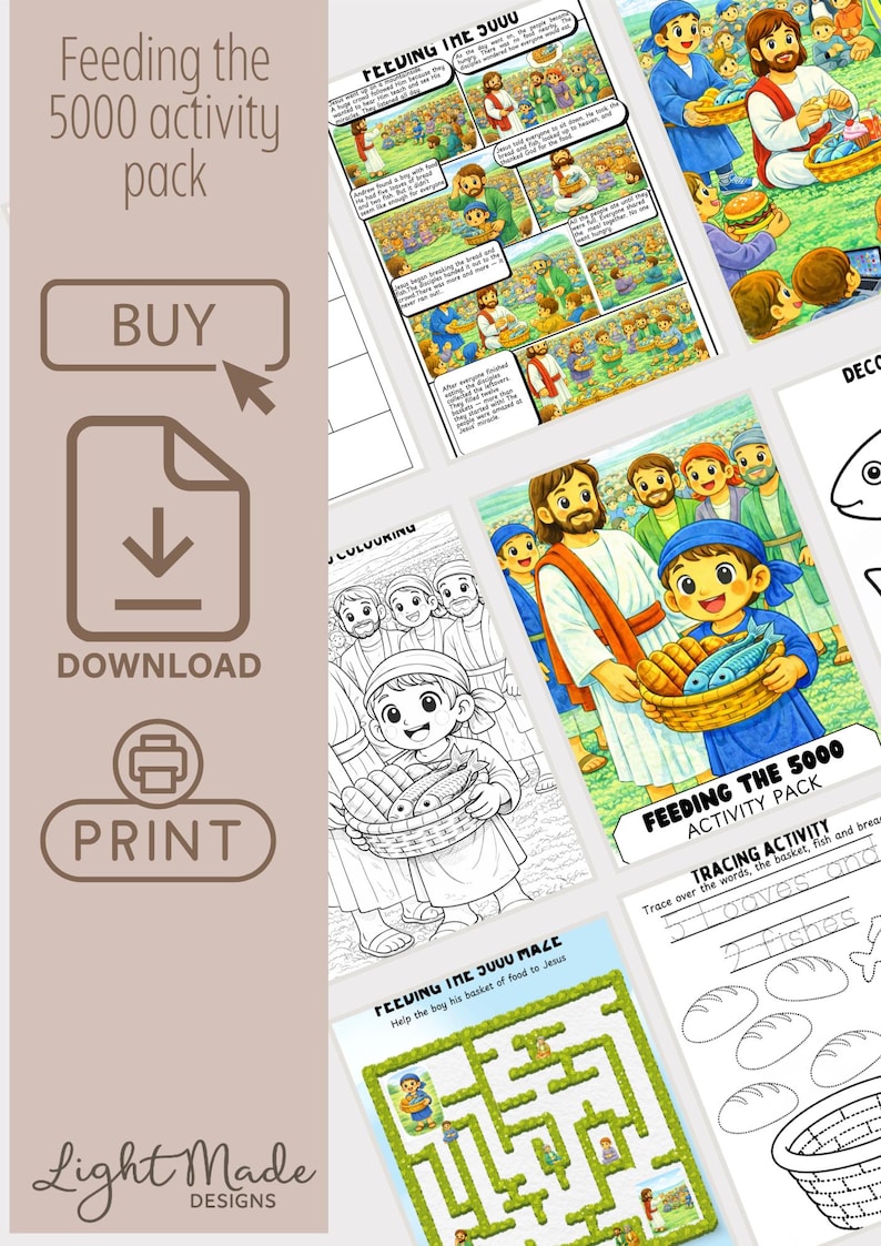 Feeding the 5000 Bible Story Activity Pack | Sunday School Printable ...