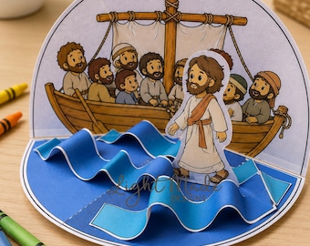 Jesus Walking on Water 3D Craft | Bible Story Sunday School Activity (Digital Download)