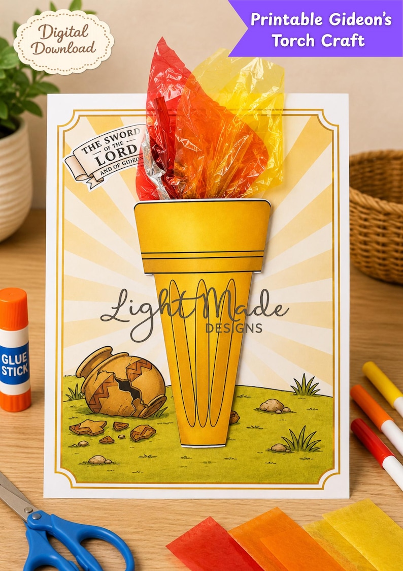 Gideon's Torch Bible Craft | Judges 7 Sunday School Activity (digital ...