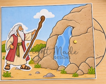 Moses Water from Rock Craft | Interactive Bible Spinner Wheel (Digital Download)