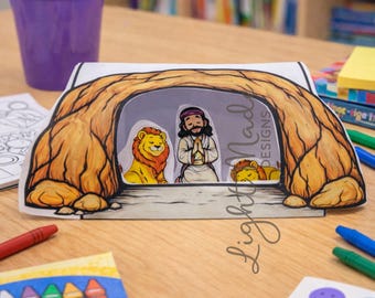 Daniel in Lions Den Craft | Bible Story 3D Scene (Digital Download)