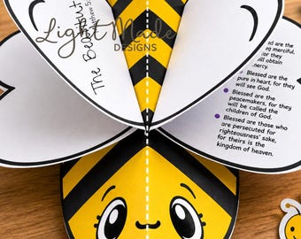 Beatitudes Bee Craft | Matthew 5:3-10 Kids Activity (Digital Download)