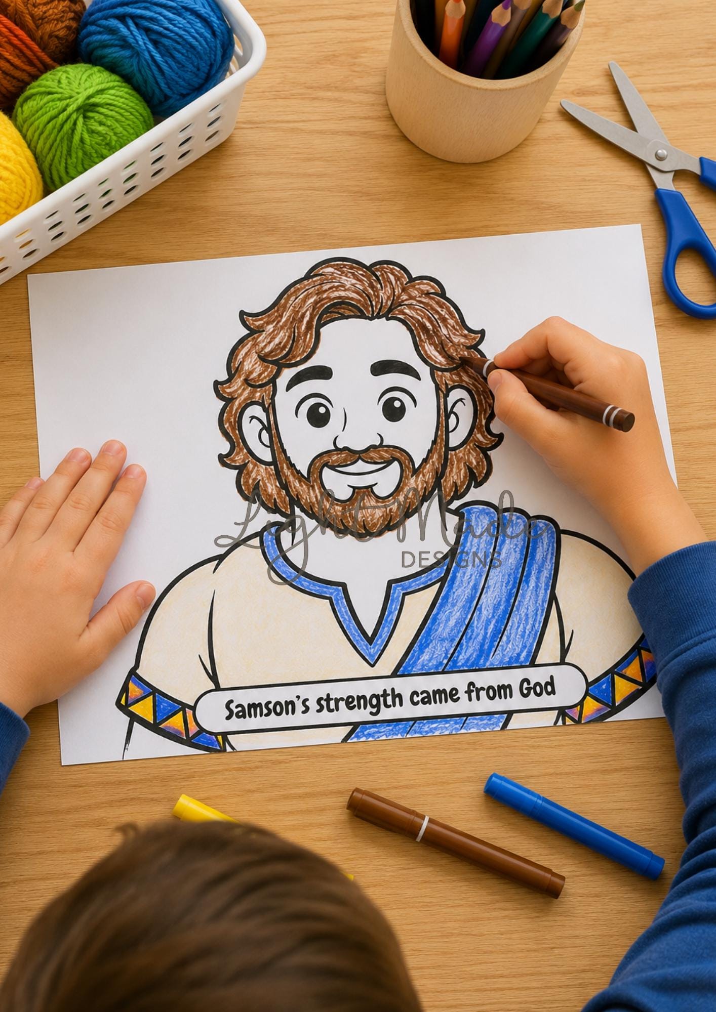 Samson Craft Kit Samson Hair Craft Printable | Bible Craft Activity for Kids | Sunday ...