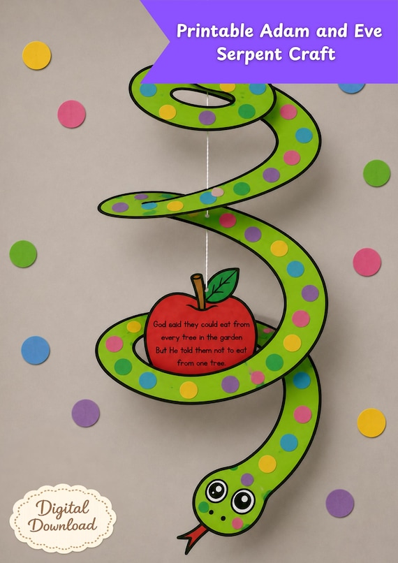 Adam and Eve Serpent Craft Activity | Genesis 3 Sunday School Lesson (Digital Download)