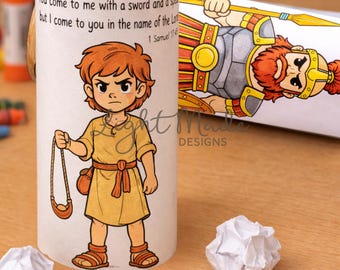 David and Goliath Paper Tube Craft | Bible Story Activity (Digital Download)